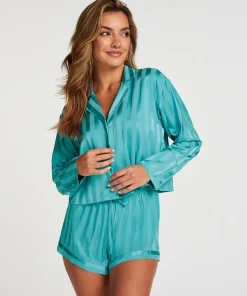 Cheap Jacket Lange Mouwen Satijn Vrouwen Pyjamatops