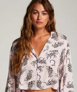 Online Pyjamatop Lange Mouwen Twill Vrouwen Pyjamatops