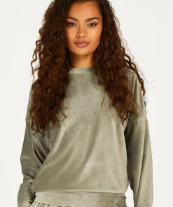Online Top Met Lange Mouwen Velours Rib Vrouwen Pyjama'S